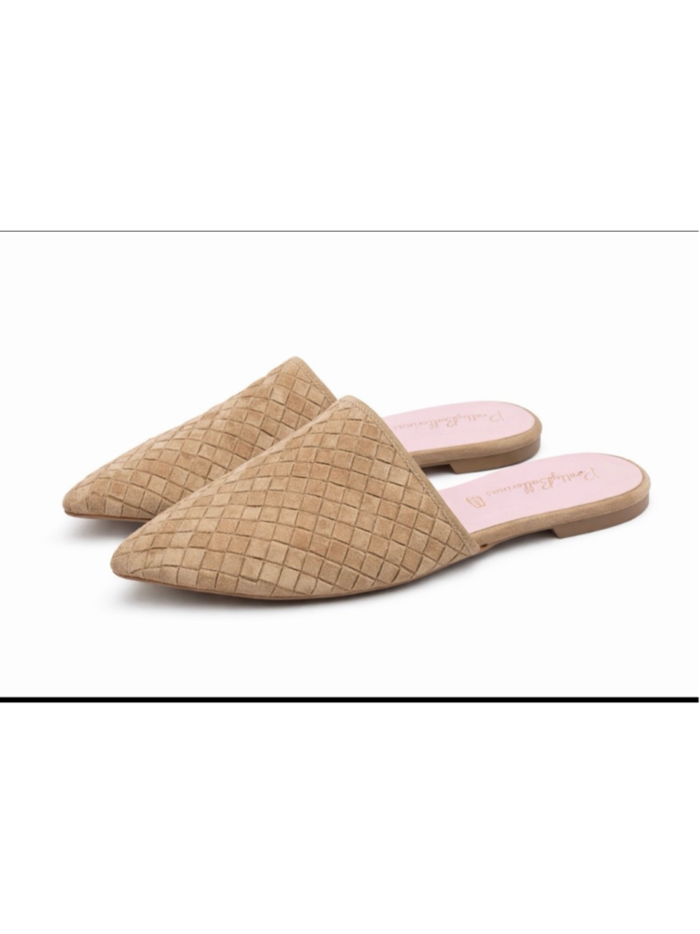Pretty Ballerinas Woven Mule Flats Tan Suede Pointed Toe Slip On EU 40 US 9